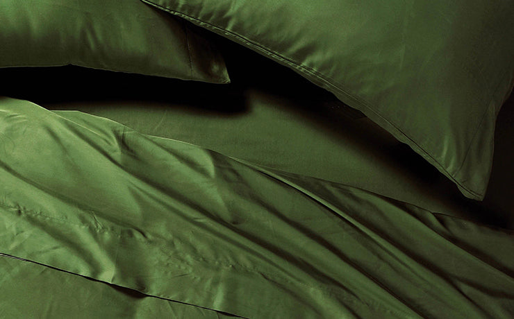 Sijo AiryWeight Eucalyptus sheet set folded showing smooth lyocell texture
